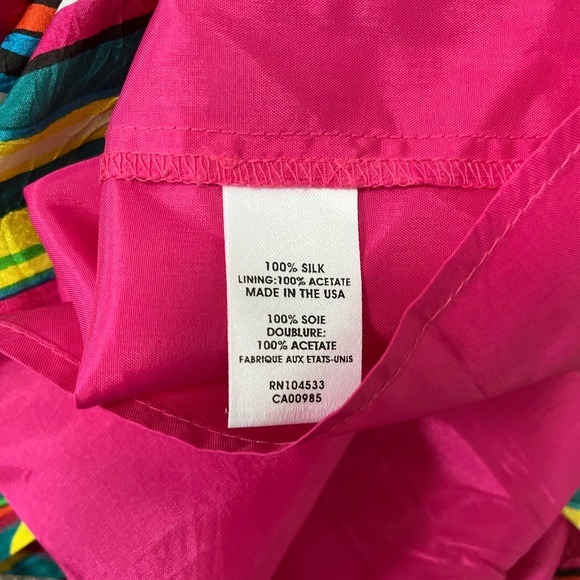 Nanette Lepore Senorita Stripe colorful 100% Silk Wrap Skirt Size 8 Medium - Picture 4 of 9
